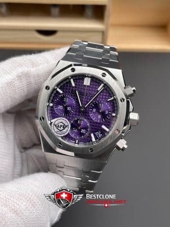 Audemars Piguet Royal Oak Chronograph 26240BC.OO.1320BC.01 Super Clone Watch – Purple Dial Stainless Steel Bracelet (1)