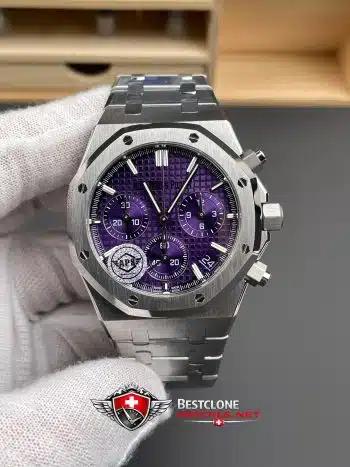 Reloj Audemars Piguet Royal Oak Cronógrafo 26240BC.OO.1320BC.01 Super Clone - Esfera morada Brazalete de acero inoxidable (2)