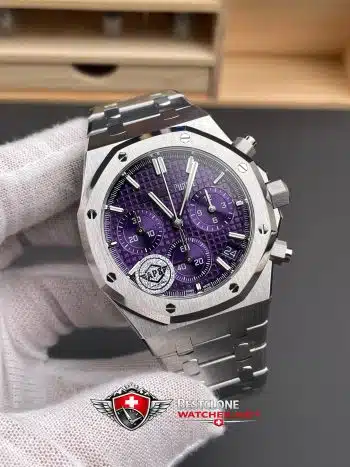 Reloj Audemars Piguet Royal Oak Cronógrafo 26240BC.OO.1320BC.01 Super Clone - Esfera morada Brazalete de acero inoxidable (3)
