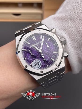 Audemars Piguet Royal Oak Chronograph 26240BC.OO.1320BC.01 Super Clone Watch – Purple Dial Stainless Steel Bracelet (9)