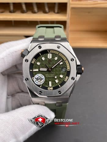 Audemars Piguet Royal Oak Offshore 15720st Avocado Green Dial Rubber Strap Super Clone Watch (1)