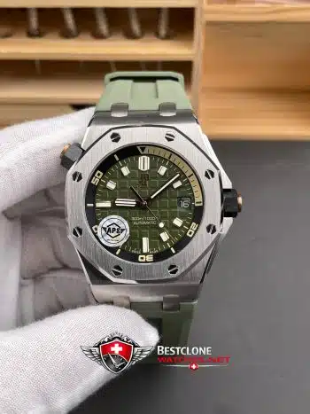 Audemars Piguet Royal Oak Offshore 15720st Aguacate Verde Dial Caucho Correa Super Clon Reloj (1)