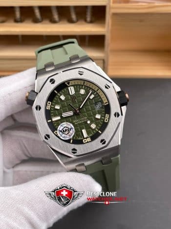 Audemars Piguet Royal Oak Offshore 15720st Avocado Green Dial Rubber Strap Super Clone Watch (2)