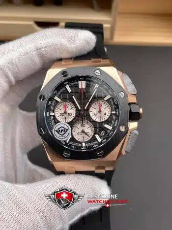 Audemars Piguet Royal Oak Offshore Cronógrafo 26420RO.OO.A002CA.01 Reloj Super Clon - Esfera Panda Negra y Oro Rosa (1)
