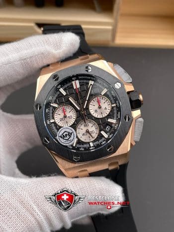 Audemars Piguet Royal Oak Offshore Chronograph 26420RO.OO.A002CA.01 Super Clone Watch – Black & Rose Gold Panda Dial (2)