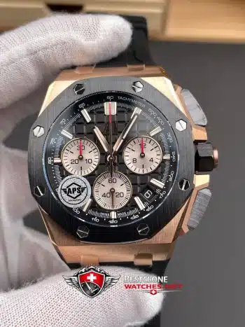 Audemars Piguet Royal Oak Offshore Cronógrafo 26420RO.OO.A002CA.01 Reloj Super Clon - Esfera Panda Negra y Oro Rosa (3)
