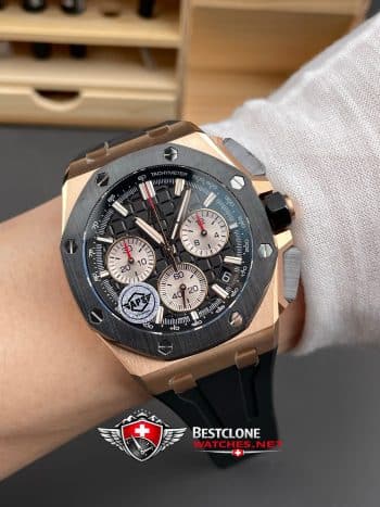 Audemars Piguet Royal Oak Offshore Chronograph 26420RO.OO.A002CA.01 Super Clone Watch – Black & Rose Gold Panda Dial (9)