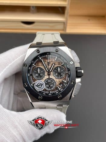 Audemars Piguet Royal Oak Offshore Chronograph 26420SO.OO.A600CA.01 Super Clone Watch – Brown Dial White Rubber Strap (1)