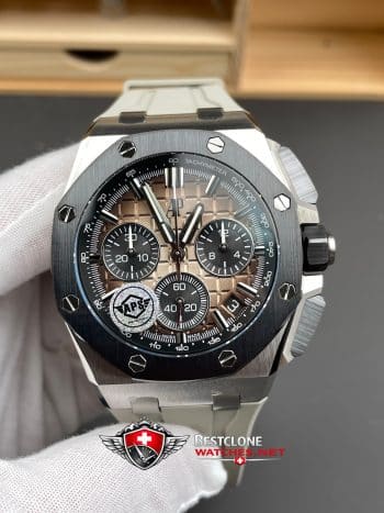 Audemars Piguet Royal Oak Offshore Chronograph 26420SO.OO.A600CA.01 Super Clone Watch – Brown Dial White Rubber Strap (3)