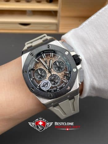Audemars Piguet Royal Oak Offshore Chronograph 26420SO.OO.A600CA.01 Super Clone Watch – Brown Dial White Rubber Strap (9)