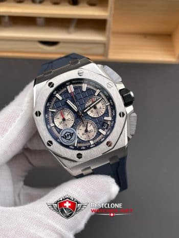 Audemars Piguet Royal Oak Offshore Chronograph 26420TI.OO.A027CA.01 Super Clone Watch – Blue Dial Titanium Case Rubber Strap (2)