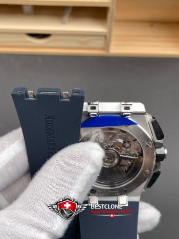 Audemars Piguet Royal Oak Offshore Chronograph 26420TI.OO.A027CA.01 Super Clone Watch – Blue Dial Titanium Case Rubber Strap (8)