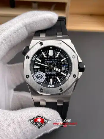 Reloj Audemars Piguet Royal Oak Offshore Diver 15703ST.OO.D002CA.01 Super Clone - Esfera negra Correa de caucho (1)