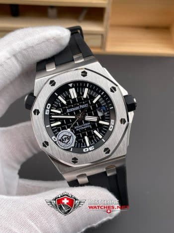 Audemars Piguet Royal Oak Offshore Diver 15703ST.OO.D002CA.01 Super Clone Watch – Black Dial Rubber Strap (2)