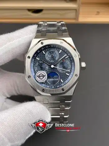 Reloj Audemars Piguet Royal Oak Calendario Perpetuo 26574ST.OO.1220ST.03 Super Clone - Esfera azul Brazalete de acero inoxidable (1)