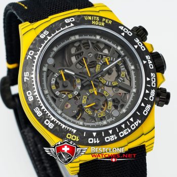 DIW Rolex Daytona Carbon Skeleton Super Clone Watch – Bumblebee 4130 Edition (2)