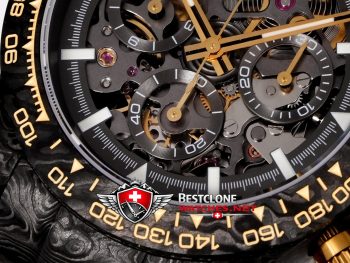 DIW Rolex Daytona Carbon Skeleton Super Clone Watch – Gold Accents 4130 Edition (5)