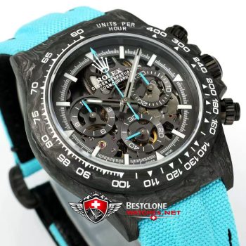 DIW Rolex Daytona Carbon Skeleton Super Clone Watch – Ice Blue Custom 4130 Edition (2)