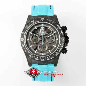 DIW Rolex Daytona Carbon Skeleton Super Clone Watch – Ice Blue Custom 4130 Edition (4)