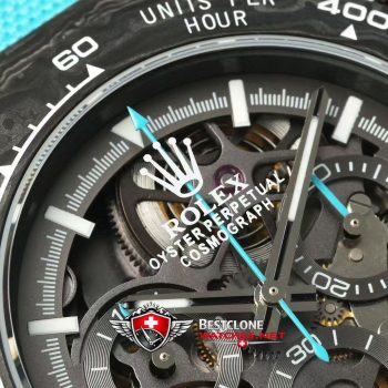 DIW Rolex Daytona Carbon Skeleton Super Clone Watch – Ice Blue Custom 4130 Edition (5)