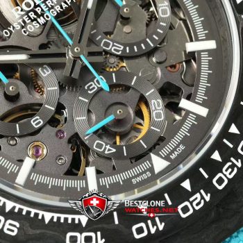 DIW Rolex Daytona Carbon Skeleton Super Clone Watch – Ice Blue Custom 4130 Edition (7)