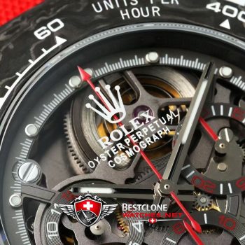 DIW Rolex Daytona Carbon Skeleton Super Clone Watch – Racing Red 4130 Edition (8)