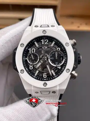 Hublot Classic Fusion Ref. 525.HI.0170.RW.ORL21 Reloj Super Clon - Cerámica Blanca Esqueleto Cronógrafo (3)