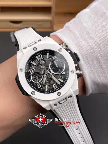 Hublot Classic Fusion Ref. 525.HI.0170.RW.ORL21 Super Clone Watch – White Ceramic Skeleton Chronograph (9)