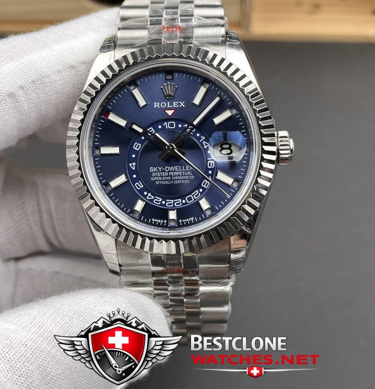 NOOB Rolex Sky Dweller Blue Dial Front View (Full Watch Display)