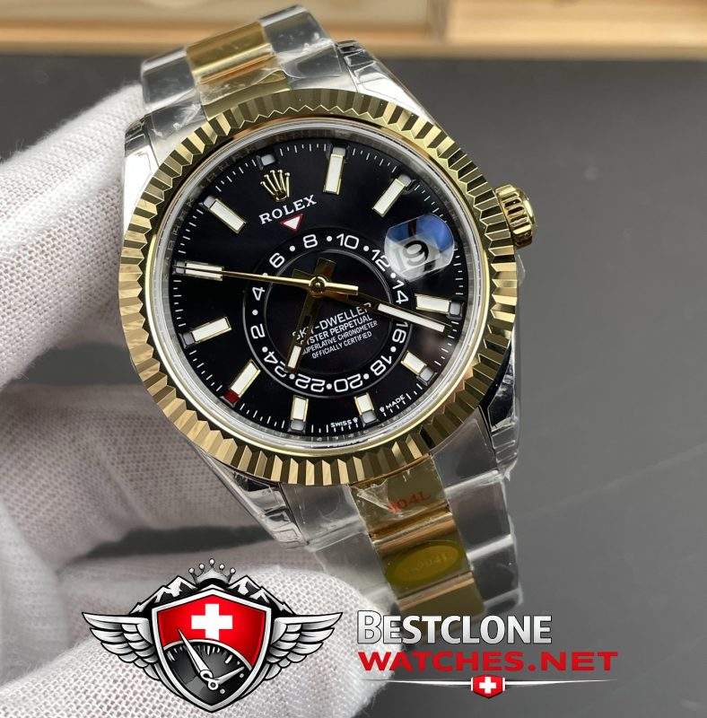 NOOB Two Tone Rolex Sky Dweller Dial Layout Detail View