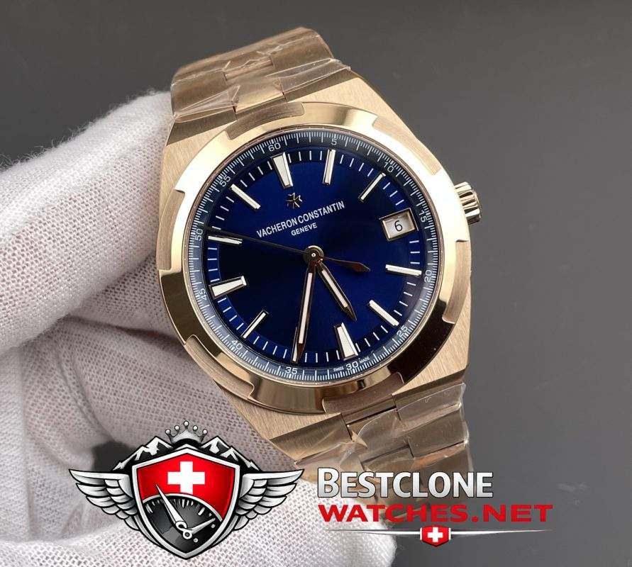 PPF Overseas 4520V Replica Blue Dial Angled View Light Reflection