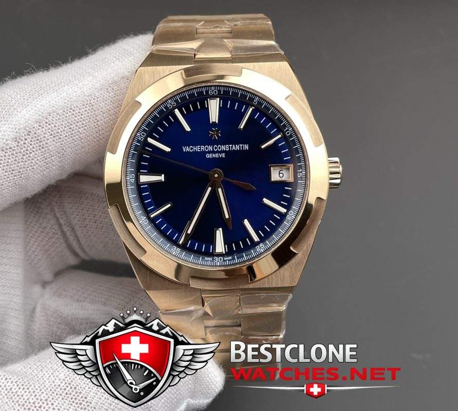 PPF Vacheron Constantin Overseas 4520V Replica Front View Rose Gold Blue Dial