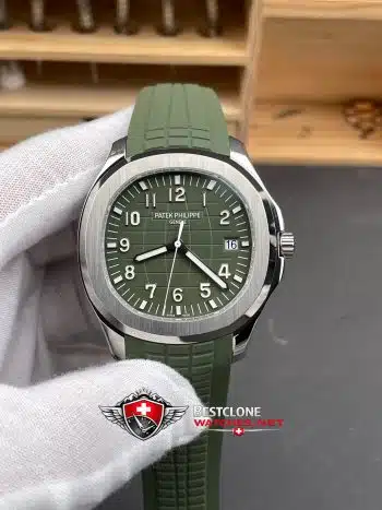Patek Philippe Aquanaut 5168G 010 Super Clone Watch - 11 Replica Esfera Verde Correa de caucho (1)