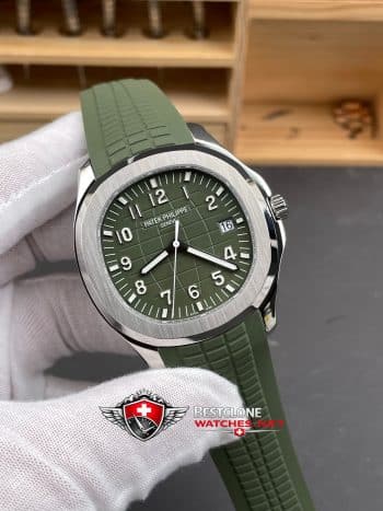 Patek Philippe Aquanaut 5168G 010 Super Clone Watch – 11 Replica Green Dial Rubber Strap (2)