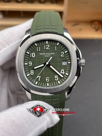 Patek Philippe Aquanaut 5168G 010 Super Clone Watch – 11 Replica Green Dial Rubber Strap (3)