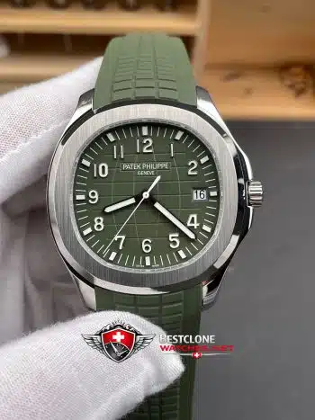 Patek Philippe Aquanaut 5168G 010 Super Clone Watch – 11 Replica Green Dial Rubber Strap (3)