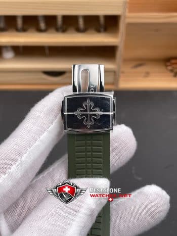 Patek Philippe Aquanaut 5168G 010 Super Clone Watch – 11 Replica Green Dial Rubber Strap (8)