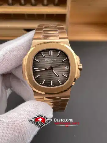 Patek Philippe Nautilus 57111R 001 Reloj Super Clon - Esfera Marrón Oro Rosa Clásico Automático (1)