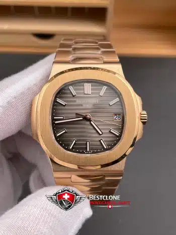 Patek Philippe Nautilus 57111R 001 Reloj Super Clon - Esfera Marrón Oro Rosa Clásico Automático (3)