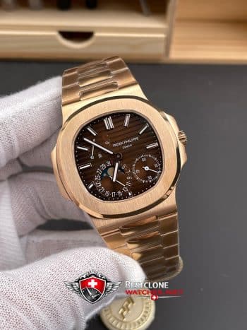 Patek Philippe Nautilus 57121R 001 Super Clone Watch – Brown Dial Rose Gold Moonphase Power Reserve (2)