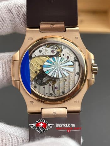 Patek Philippe Nautilus 5712R 001 Super Clone Watch – Brown Dial Rose Gold Rubber Strap Moonphase Power Reserve (5)