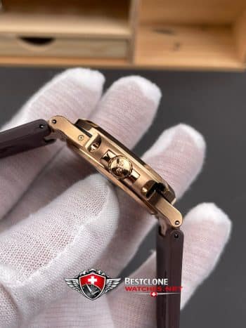 Patek Philippe Nautilus 5712R 001 Super Clone Watch – Brown Dial Rose Gold Rubber Strap Moonphase Power Reserve (6)