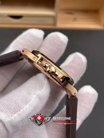 Patek Philippe Nautilus 5712R 001 Super Clone Watch – Brown Dial Rose Gold Rubber Strap Moonphase Power Reserve (6)