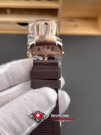 Patek Philippe Nautilus 5712R 001 Super Clone Watch – Brown Dial Rose Gold Rubber Strap Moonphase Power Reserve (7)