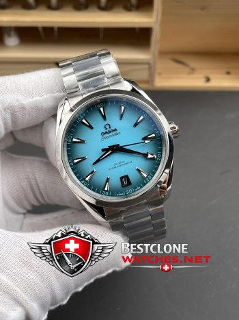 Real photos of the Omega Seamaster Aqua Terra 41mm Turquoise Dial Ref 220.10.41.21.03.006 Super Clone Watch (6)