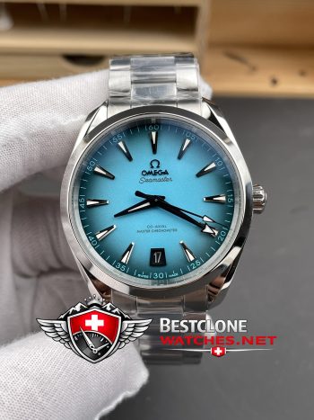 Real photos of the Omega Seamaster Aqua Terra 41mm Turquoise Dial Ref 220.10.41.21.03.006 Super Clone Watch (7)