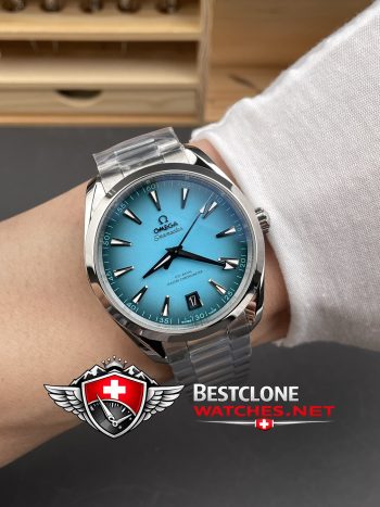 Real photos of the Omega Seamaster Aqua Terra 41mm Turquoise Dial Ref 220.10.41.21.03.006 Super Clone Watch (9)