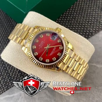 Real photos of the Rolex Datejust 31mm Ref 278278 0049 Red Dial Diamond Super Clone Watch (2)