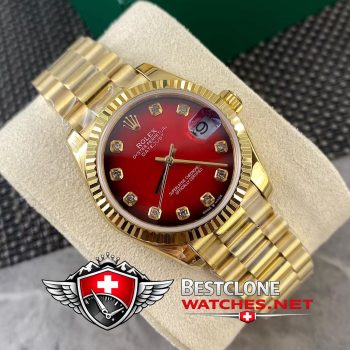 Real photos of the Rolex Datejust 31mm Ref 278278 0049 Red Dial Diamond Super Clone Watch (6)