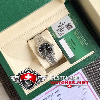 Real photos of the Rolex Datejust 31mm Ref m178274 0014 Black Dial Diamond Super Clone Watch (1)